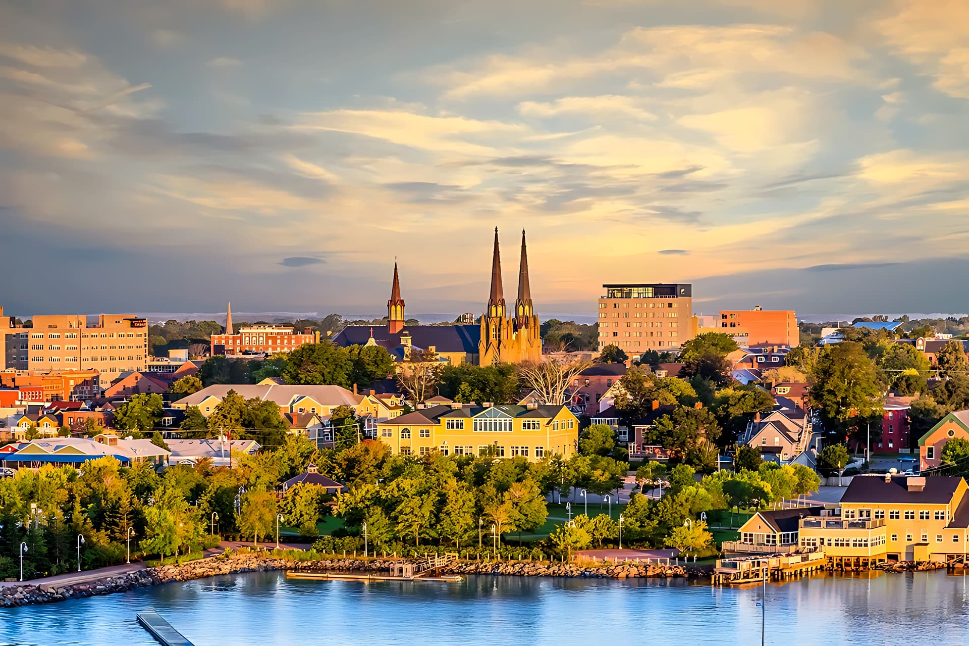 Charlottetown skyline at golden hour